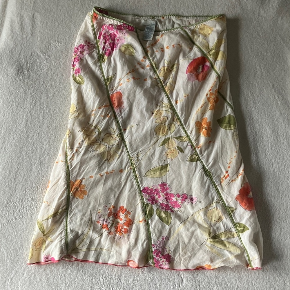 Odille Floral A-Line Skirt with Green Accents